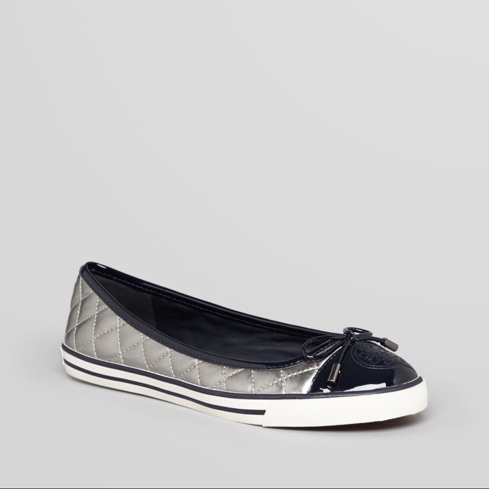TORY BURCH Metallic Sneaker Flats Skyler Quilted